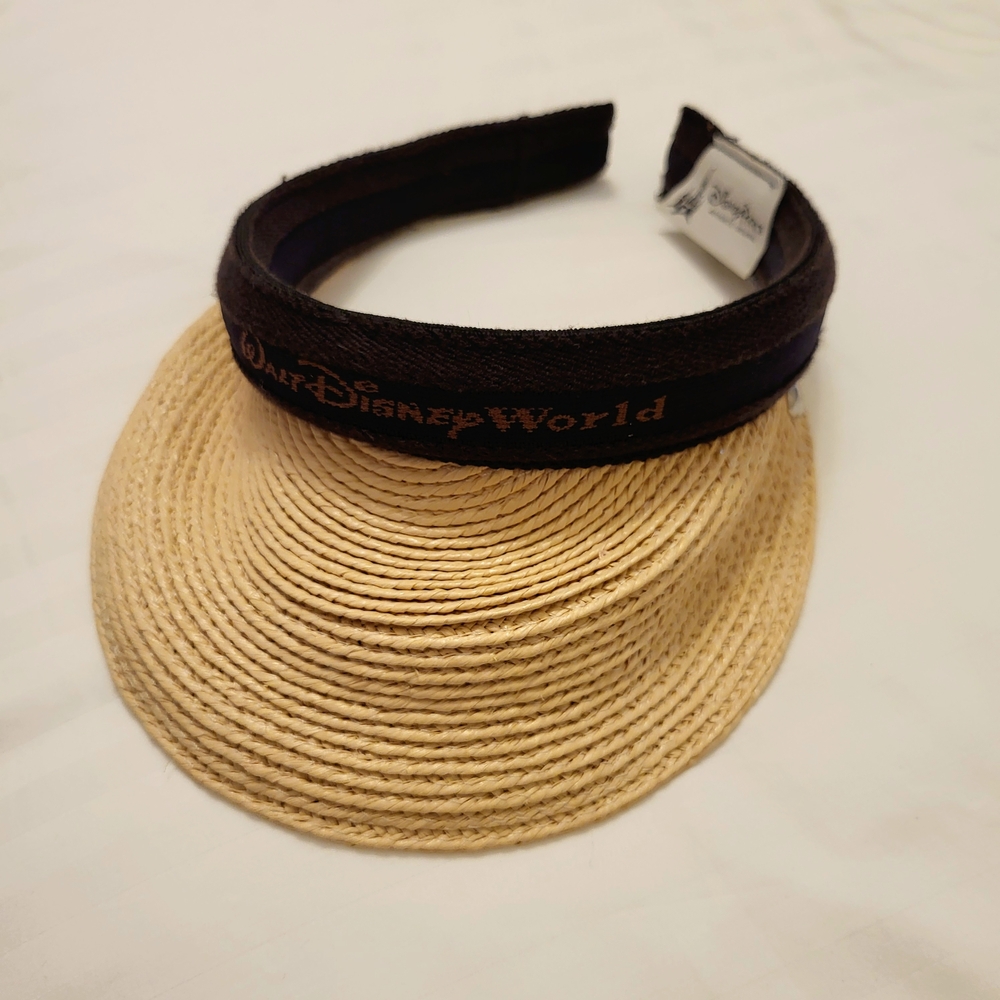 *Vintage* Disney Parks "Walt Disney World" Tan and Black Sun Visor Hat